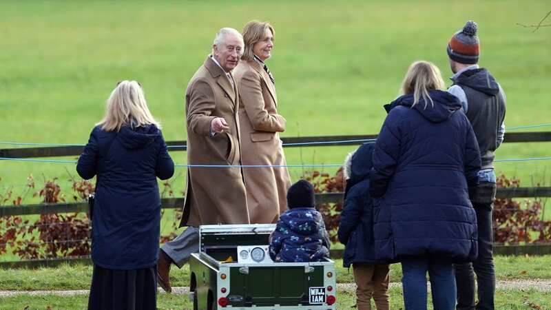 King Charles III talks to Simon and Georgina Ward and their sons William and Oliver (Image: PA)