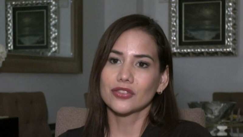 Alina Manrique speaking about the attack on the television set (Image: BBC)