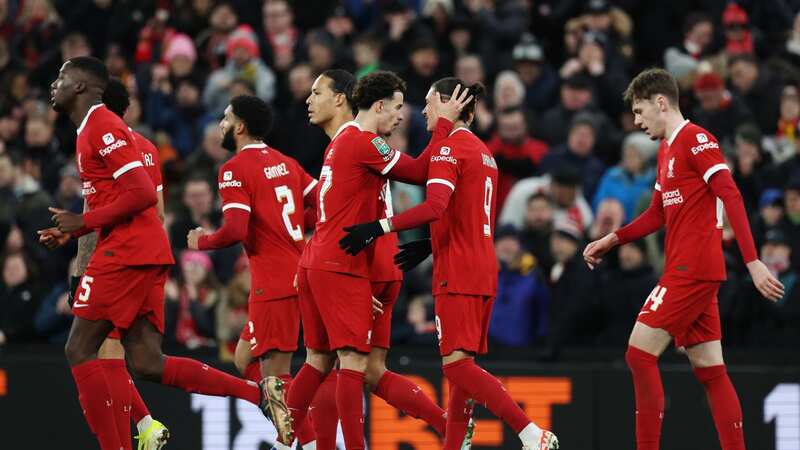 Darwin Nunez of Liverpool celebrates his team