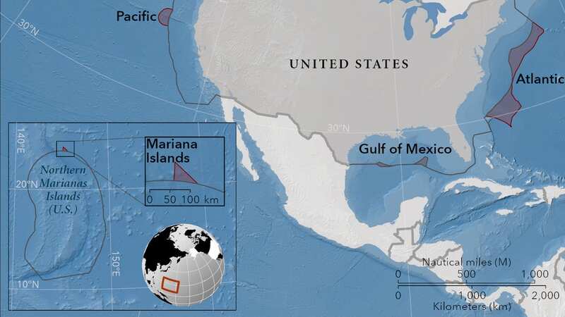 The U.S. Department of State (DOS) said the United States has shifted geographic coordinates defining the outer limits of the continental shelf in areas beyond 200 nautical miles from the coast (Image: DOS/SWNS)