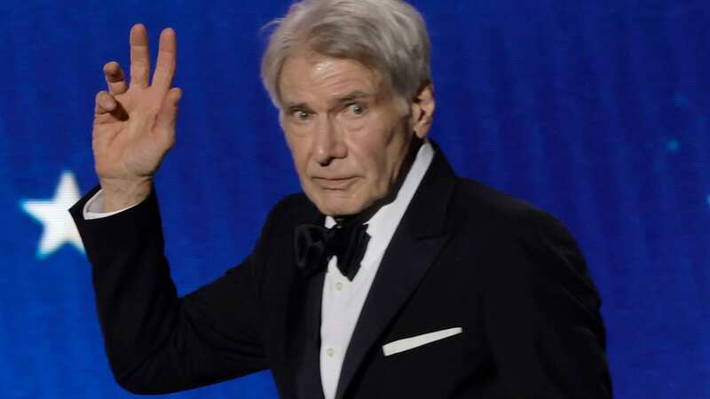 Harrison Ford accepts the Career Achievement Award from director James Mangold (Image: Getty Images for Critics Choice)