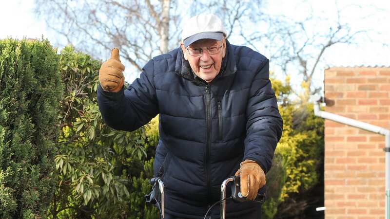 Lance Corporal Harold Jones has walked hundreds of miles around his garden (Image: Anita Maric / SWNS)