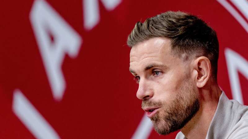 Jordan Henderson gives a press conference during his official presentation at the ArenA in Amsterdam (Image: REMKO DE WAAL/ANP/AFP)