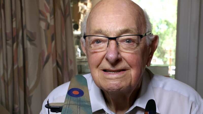Rusty at 98 with replica of his plane (Image: Jonathan Buckmaster)