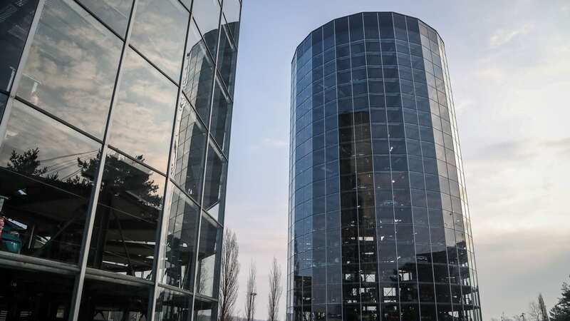 The car towers at the Volkswagen Autostadt Wolfsburg, in Germany inspired scenes from the movie (Image: FOCKE STRANGMANN/EPA-EFE/REX/Shutterstock)