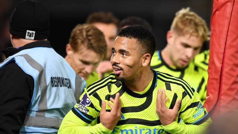 Gabriel Jesus of Arsenal celebrates scoring his team