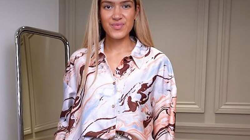 River Island shared its Beige Satin Marble Print Shirt to Instagram earlier this week (Image: River Island)