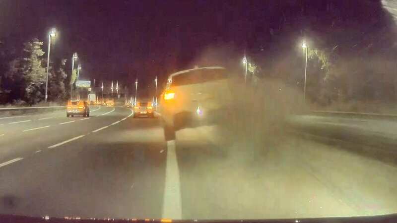 Moment Tesla driver sparks 100mph motorway crash with new mum while high