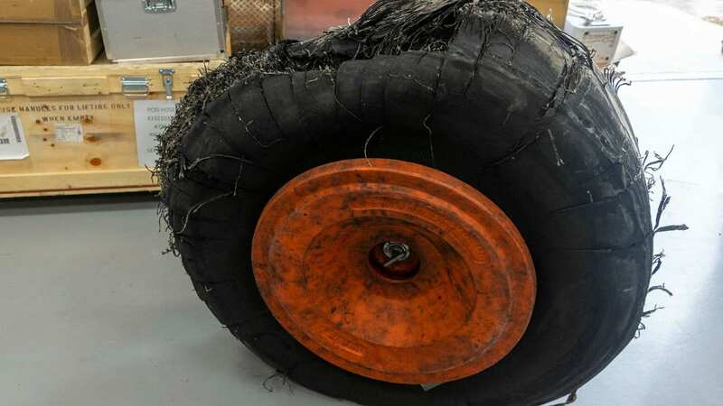 The RAF voyager blew a tyre while hurtling down the runway laden with 80 tonnes of fuel