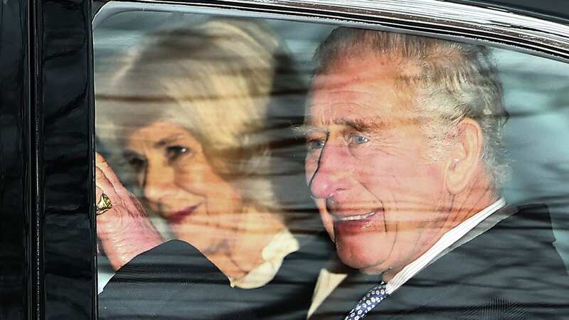 Charles waves as he was driven from Clarence House (Image: AFP via Getty Images)