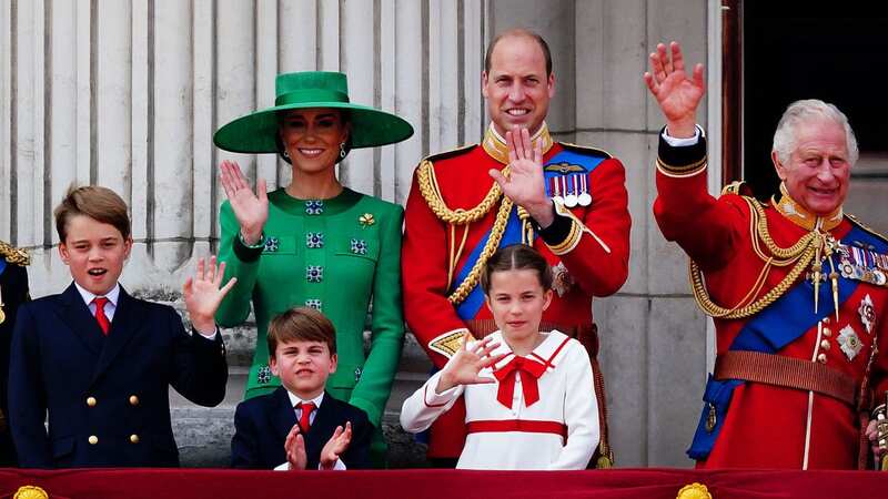 The Prince and Princess of Wales with their children and King Charles (Image: PA)