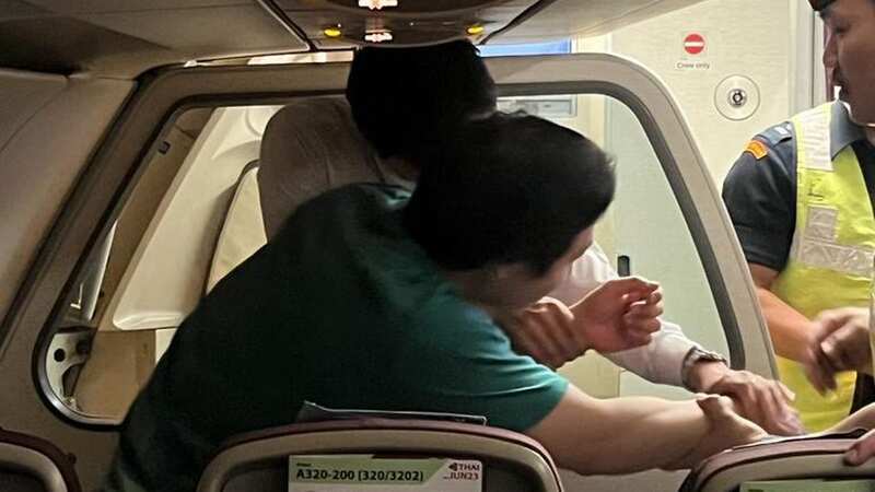 Moment tourist tries to open plane door during take-off after panic attack