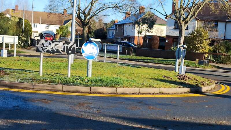 The yellow lines were painted on the inside of the roundabout (Image: No credit)