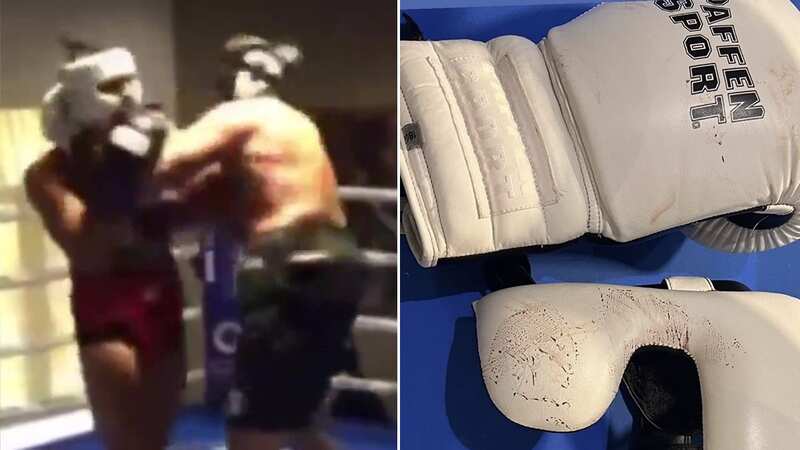 Tyson Fury shows off blood-stained gloves and headguard after suffering cut