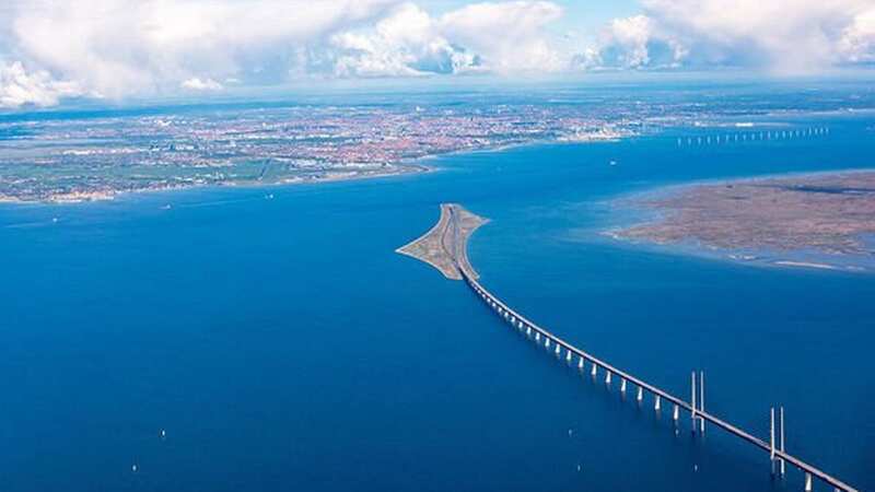 Aerial view of the Øresund Bridge entering Peberholm island (Image: (Image: GETTY-STOCK))