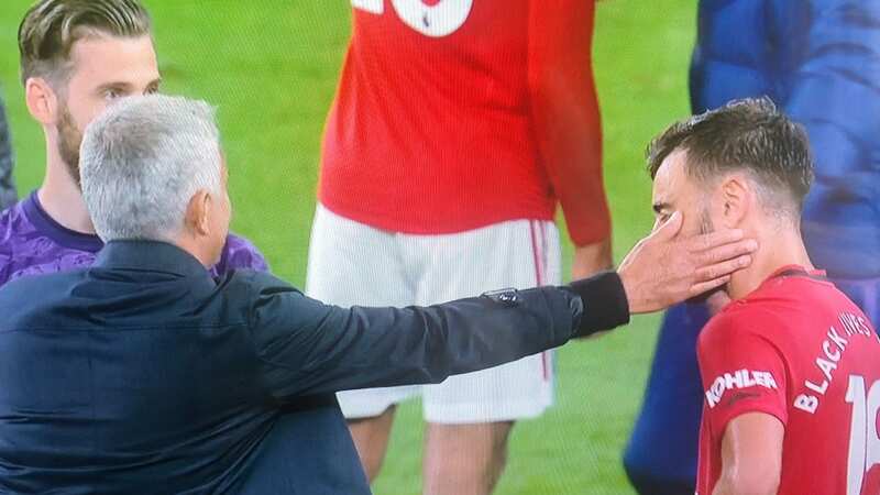 Jose Mourinho and Bruno Fernandes clashed following a Premier League match (Image: Sky Sports)
