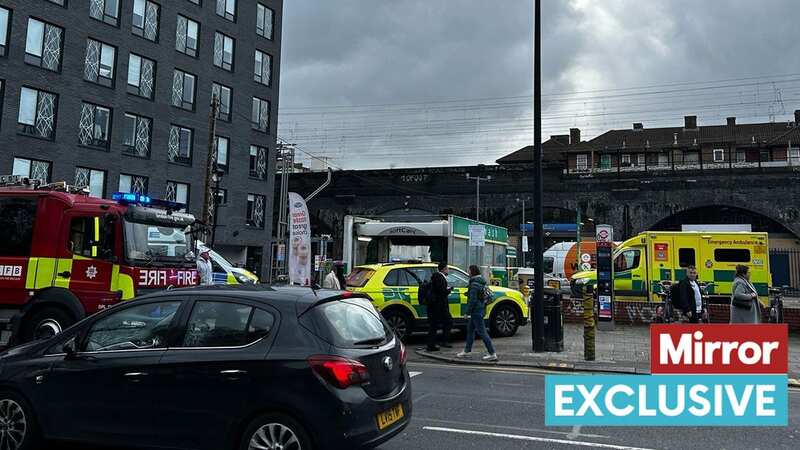 The scene at the BP petrol station on Cambridge Heath Road (Image: Rachel Hagan/Daily Mirror)