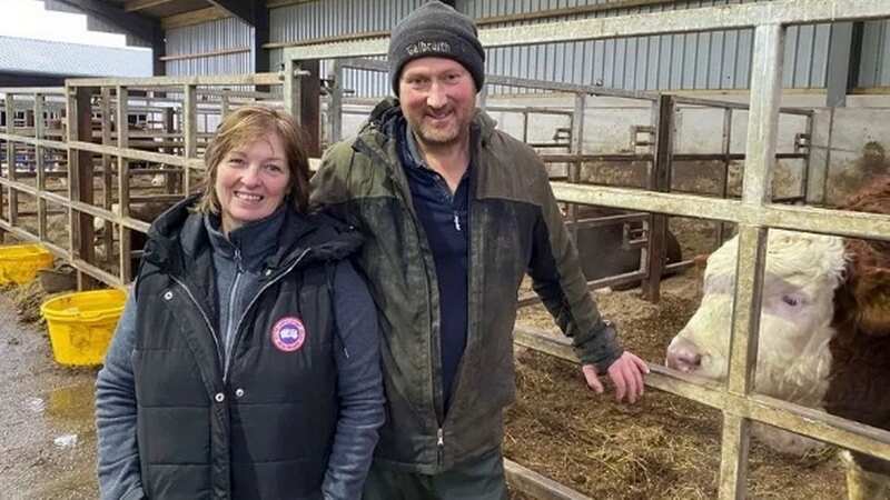 Carol Rettie and her husband Richard at their farm in Perth (Image: Daily Record)