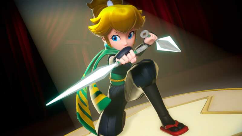 The Ninja Peach level sees you need to play sneakily, even though events are still fairly telegraphed. (Image: Nintendo)