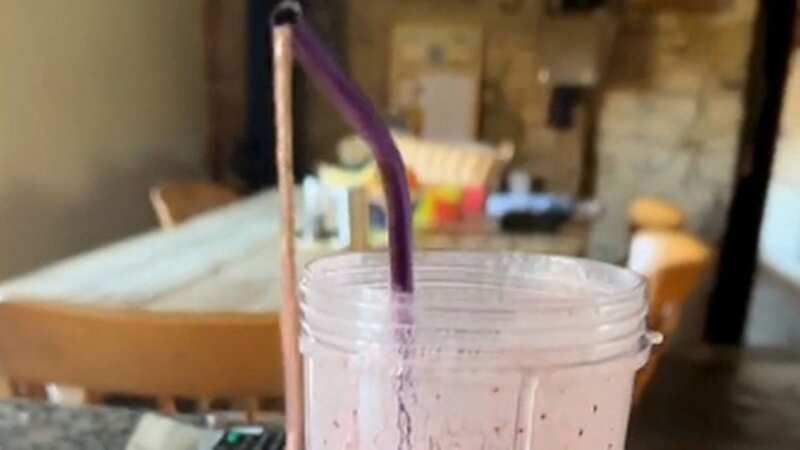 Gunk hanging out of the reusable straw (Image: @lucyalderton/TikTok)