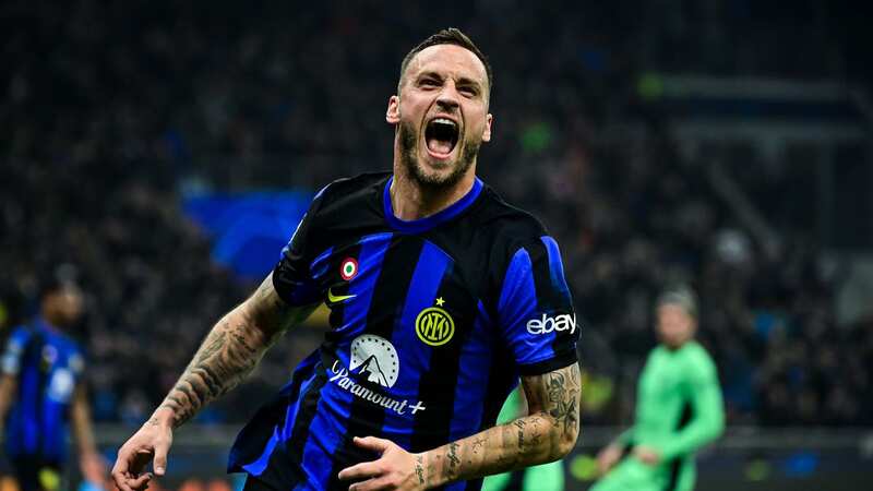 Marko Arnautovic celebrates scoring for Inter Milan against Atletico Madrid (Image: Getty Images)