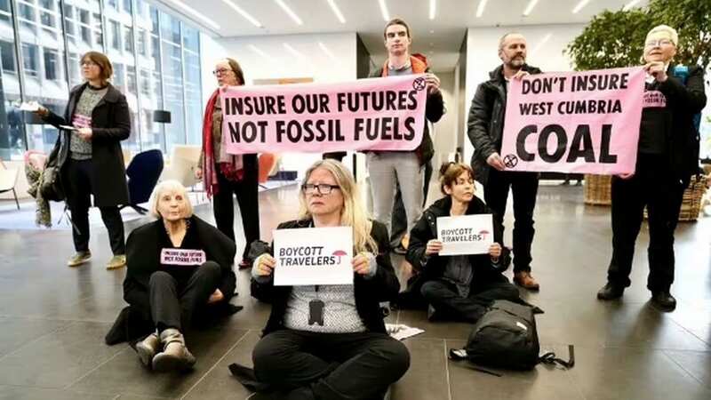 Activists staged a protest inside the building