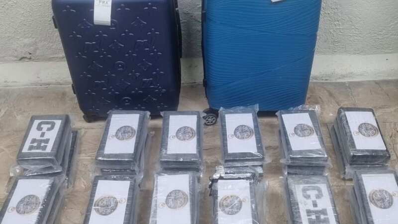 The 32-year-old British man was arrested after two suitcases were found containing suspected cocaine (Image: DNCB)