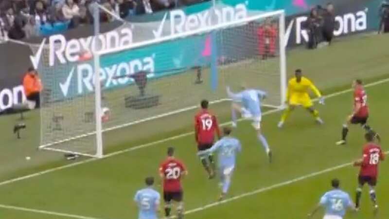 Erling Haaland missed an absolute sitter in the Manchester derby (Image: Sky Sports)