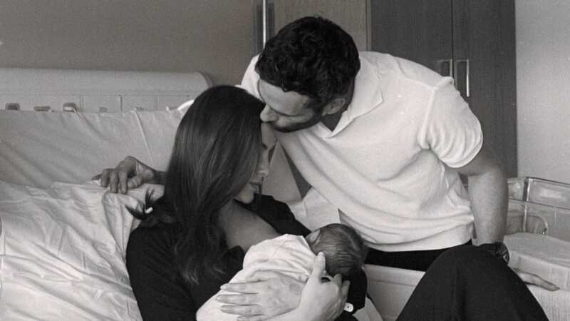 Lucy Watson, her husband James Dunmore and their baby boy