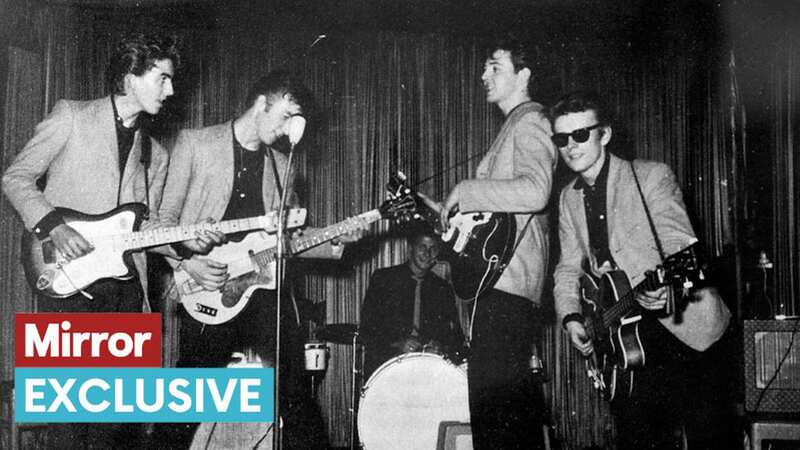 The Beatles, George Harrison, John Lennon, Stuart Sutcliffe, Paul McCartney and Pete Best play onstage before setting off to Hamburg (1960) Credit: The Stuart Sutcliffe Estate. (Image: Courtesy of Pauline Sutcliffe/Su)