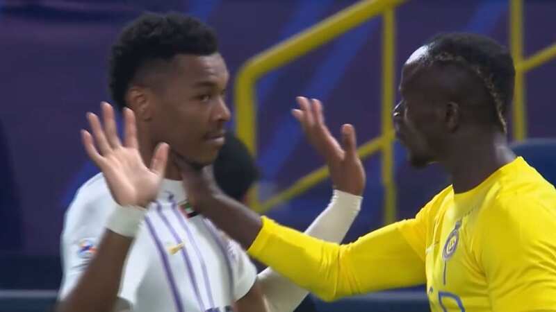 Sadio Mane grabbed an opponent by the throat (Image: CBS Sports)