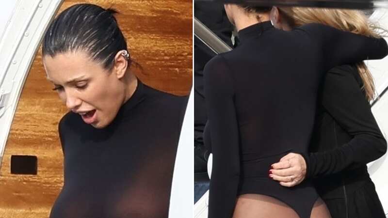 Bianca Censori was all-smiles arriving in Los Angeles with husband Kanye West (Image: BACKGRID)