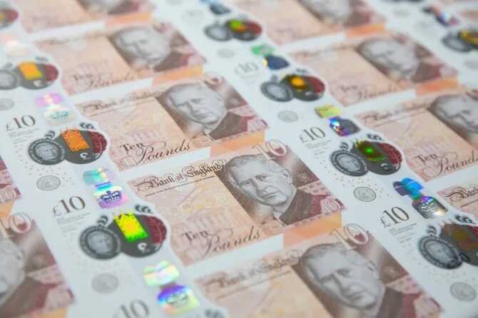 The first bank notes featuring the portrait of King Charles III will be circulated todayCredit: AP
