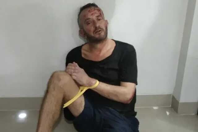 Damon Anthony Alexander Hills, 50, allegedly forced his way into a parked truck before smashing through a toll gate (Picture: ViralPress)