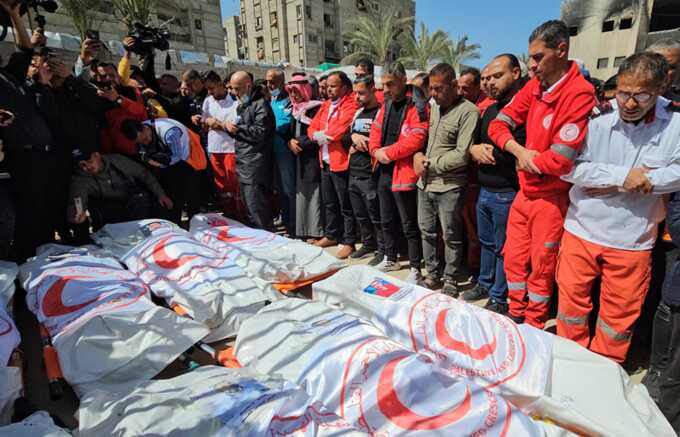 Palestinian paramedics executed by Israeli forces, hands tied, eyewitnesses report