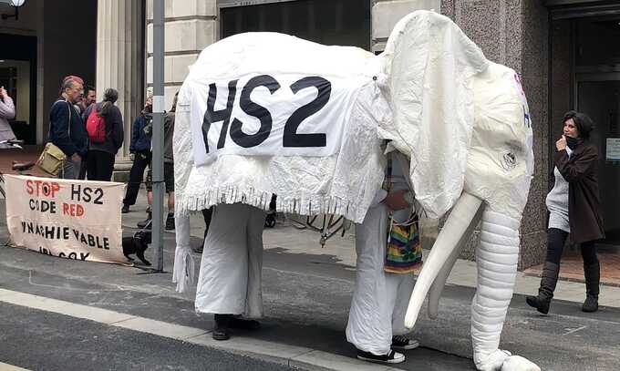 The public has protested the vast cost of HS2. Pic: PA