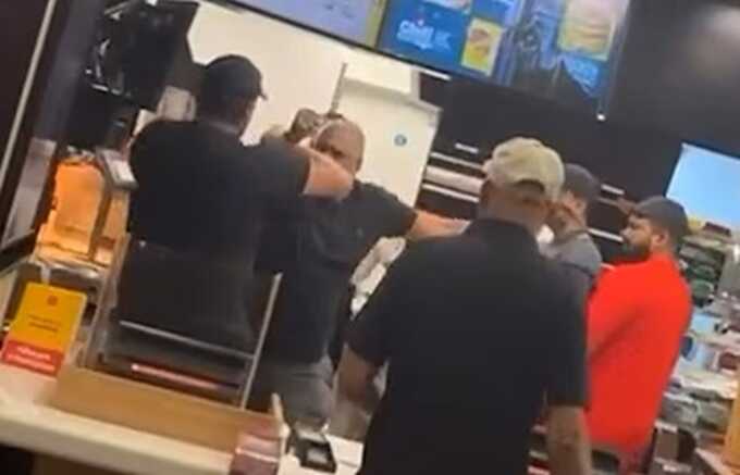 Aggressive customer starts fight in McDonald’s kitchen in London