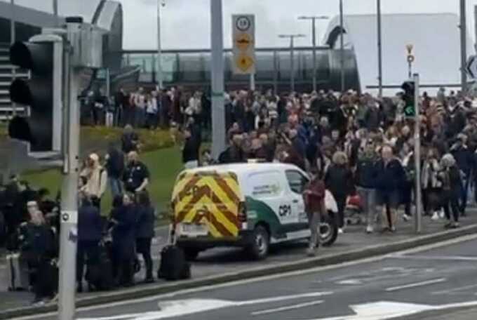 Dublin Airport Terminal 2 evacuated as precaution, passengers gather outside