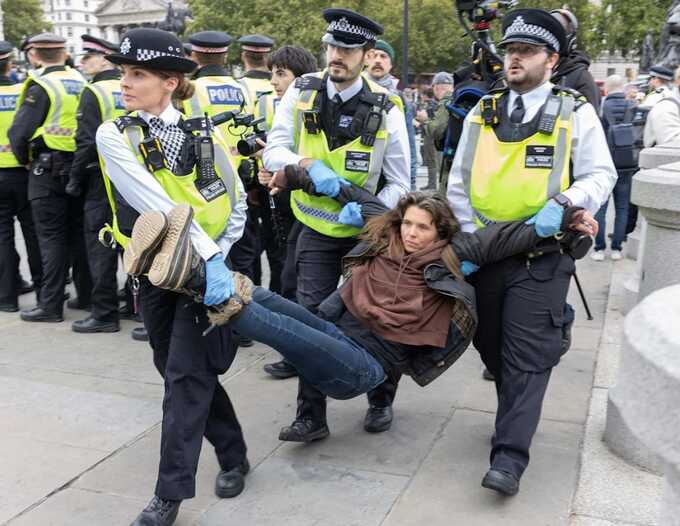 Police arrest protesters at Trafalgar Square vigil supporting Palestine Action