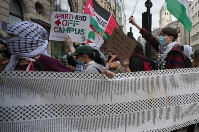 Hundreds of pro-Palestine students march in London on anniversary of October 7 attack
