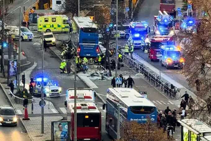 Three dead after bus ploughs into crowd at Stockholm bus stop