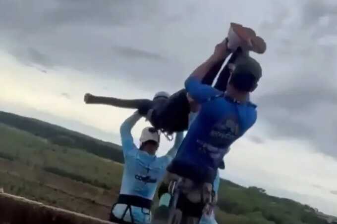 Woman dies after bridge swing workers throw her off without safety rope