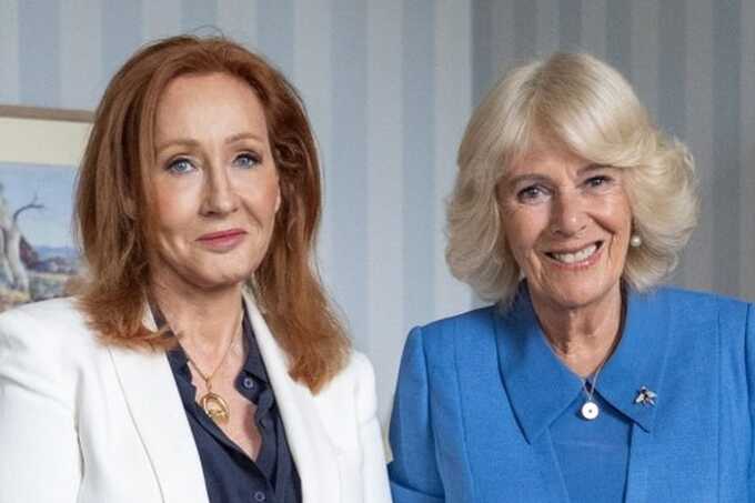Queen Camilla’s photo with J.K. Rowling draws criticism from trans activists