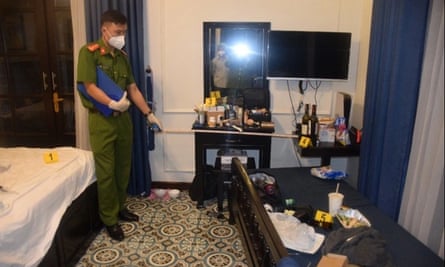 Authorities examining the scene at HC tourist villa. dqxikeidqkikdinv