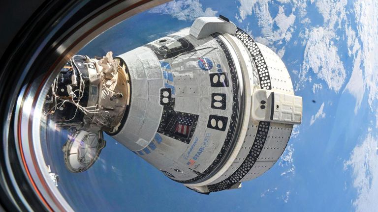 This photo provided by NASA shows Boeing’s Starliner spacecraft which launched astronauts Butch Wilmore and Suni Williams to the International Space Station docked to the Harmony module’s forward port on July 3, 2024, seen from a window on the SpaceX Dragon Endeavour spacecraft docked to the adjacent port. (NASA via AP)
dqxikeidqkikdinv