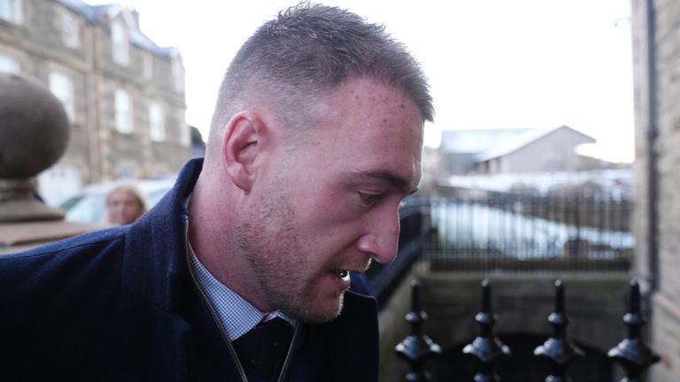 Former Scotland rugby captain Stuart Hogg arrives at Selkirk Sheriff Court.
Pic: PA dqxikeidqkikdinv