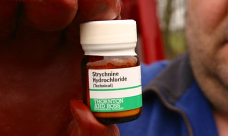 Pest controller with a bottle of Strychnine used for killing moles dqxikeidqkikdinv
