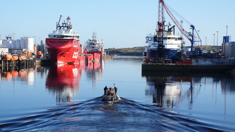 A Police dive boat on the River Dee at Aberdeen harbour during the ongoing search for missing sisters, Eliza and Henrietta Huszti. The pair were last seen on CCTV on Market Street at Victoria Bridge, Aberdeen, at about 2.12am on Tuesday January 7. Picture date: Tuesday January 14, 2025. dqxikeidqkikdinv