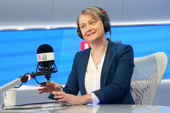 Home Secretary Yvette Cooper takes part in the Call the Cabinet phone-in during LBC’s Nick Ferrari at Breakfast show. dqxikeidqkikdinv