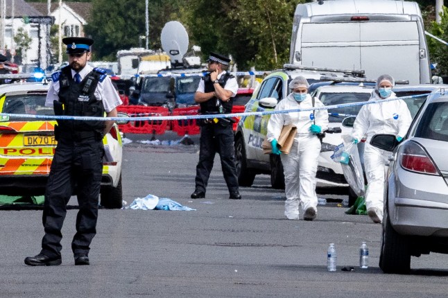 File photo dated 29/7/2024 of police on Hart Street Southport, Merseyside, where a man has been detained and a knife seized after a number of people were injured in a reported stabbing. Axel Rudakubana, 18, has pleaded guilty at Liverpool Crown Court to murdering three young girls in a knife attack at a Taylor Swift-themed dance class. Rudakubana has also pleaded guilty to the attempted murder of eight other children and to the attempted murder of Leanne Lucas and Jonathan Hayes in Southport, Merseyside on July 29, 2024. Issue date: Monday January 20, 2025. PA Photo. See PA story COURTS Southport. Photo credit should read: James Speakman/PA Wire dqxikeidqkikdinv